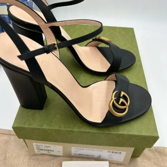 Women's Gucci GG Marmont, Block , heel strap sandals,105 cm size 42made Italy